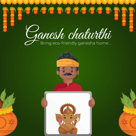 Illustration for Indian Hindu traditional festival happy Ganesh Chaturthi banner template. - Royalty Free Image