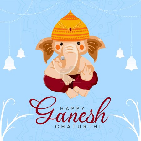Téléchargez les illustrations : Modèle de conception de bannière Ganesh Chaturthi heureux festival hindou créatif. - en licence libre de droit