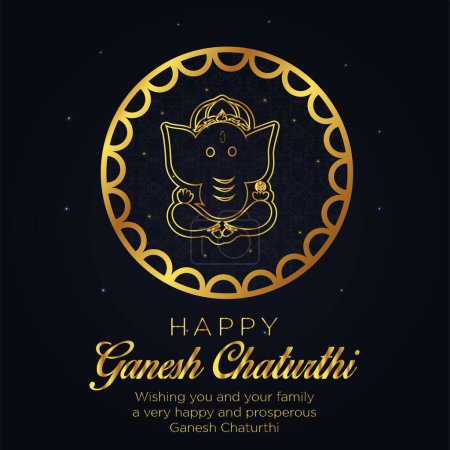 Illustration for Indian traditional festival happy Ganesh Chaturthi banner design template. - Royalty Free Image
