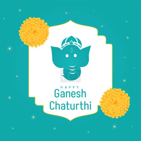 Ilustración de India festival tradicional feliz Ganesh Chaturthi banner plantilla de diseño. - Imagen libre de derechos