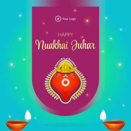 Ilustración de Diseño de banner creativo del festival indio feliz nuakhai juhar plantilla. - Imagen libre de derechos
