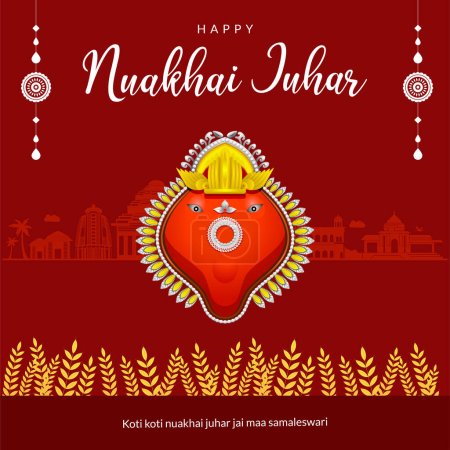 Illustration for Creative banner design of Indian festival happy nuakhai juhar template. - Royalty Free Image