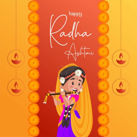 Téléchargez les illustrations : Modèle de bannière du festival indien Happy Radha Ashtami. - en licence libre de droit