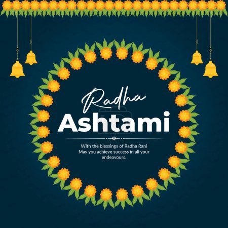 Illustration for Happy Radha Ashtami banner design template. - Royalty Free Image