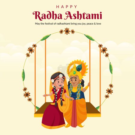 Téléchargez les illustrations : Modèle de conception de bannière Radha Ashtami heureux créatif. - en licence libre de droit