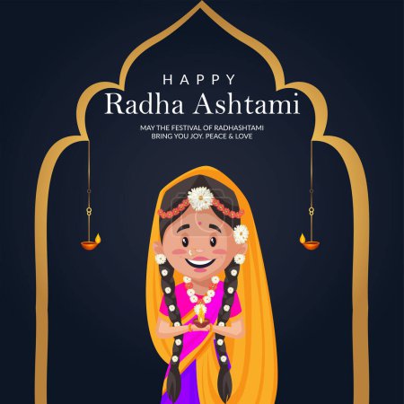 Illustration for Beautiful Happy Radha Ashtami banner design template. - Royalty Free Image