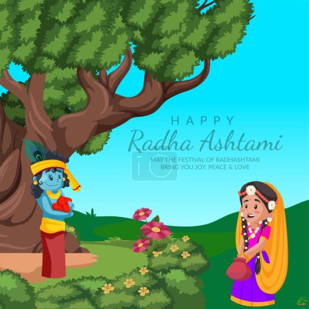 Ilustración de Hermosa plantilla de diseño de banner Radha Ashtami feliz. - Imagen libre de derechos