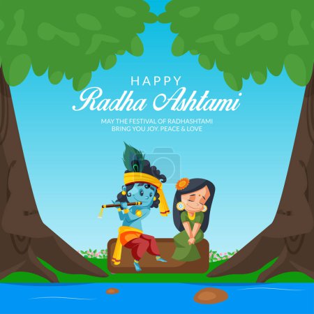 Téléchargez les illustrations : Beau modèle de conception de bannière Happy Radha Ashtami. - en licence libre de droit
