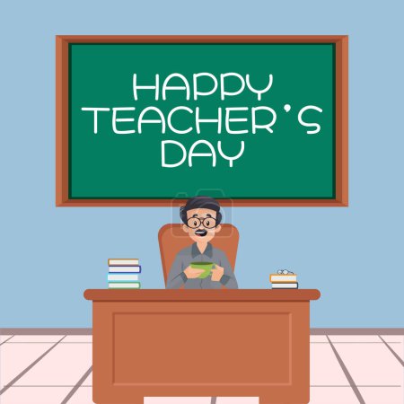 Illustration for Beautiful happy teacher's day banner design template. - Royalty Free Image