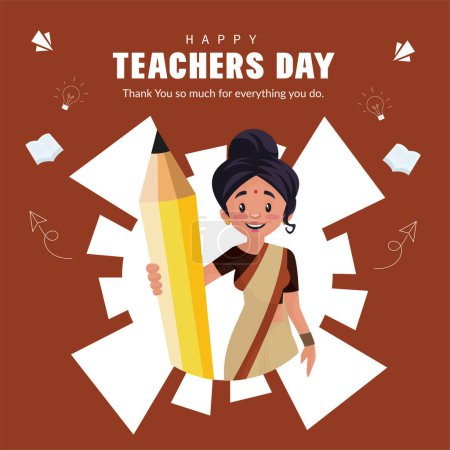 Téléchargez les illustrations : Belle journée de l'enseignant heureux modèle de conception de bannière. - en licence libre de droit