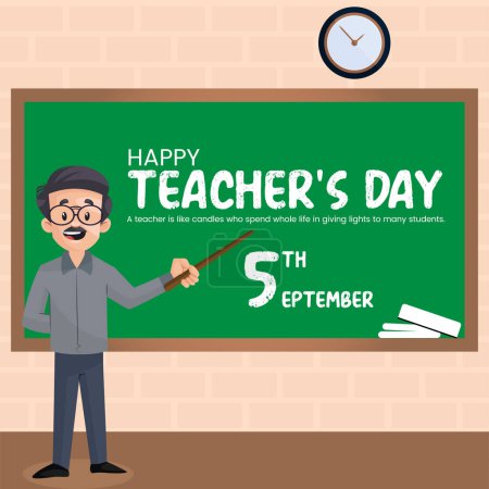 Illustration for Creative happy teacher's day banner design template. - Royalty Free Image