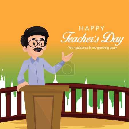Illustration for Flat banner design of happy teacher's day template. - Royalty Free Image