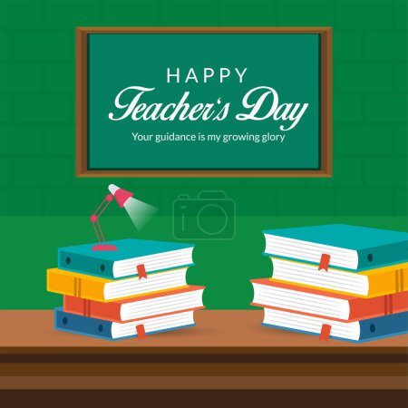 Illustration for Flat banner design of happy teacher's day template. - Royalty Free Image