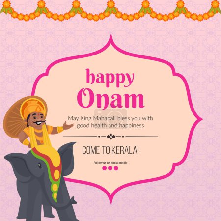 Téléchargez les illustrations : Conception de bannière de heureux onam sud modèle de festival indien. - en licence libre de droit