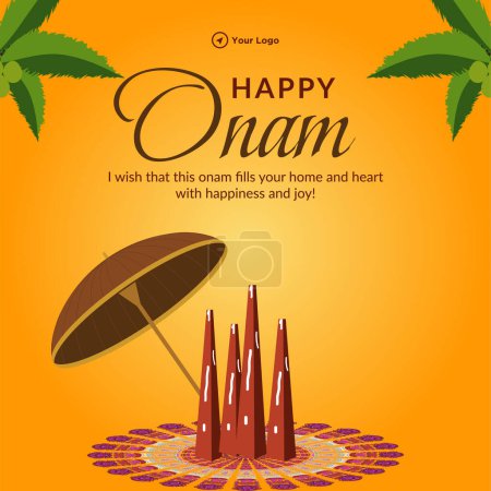 Illustration for Banner design of happy onam south Indian festival template. - Royalty Free Image