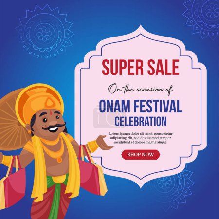 Illustration for Happy Onam south Indian Kerala festival banner design template. - Royalty Free Image