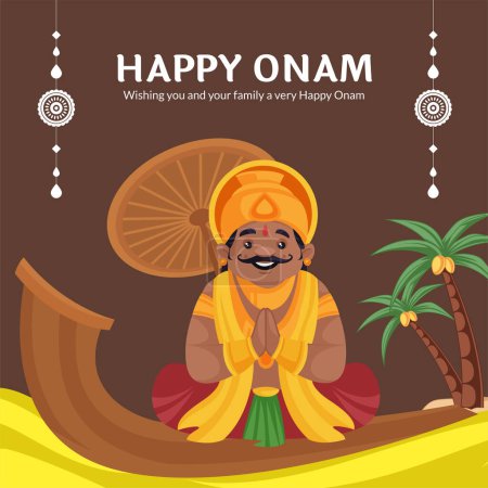 Téléchargez les illustrations : Modèle de conception de bannière de festival indien Happy Onam réaliste. - en licence libre de droit