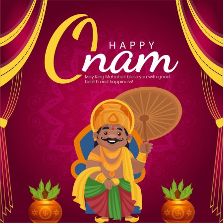 Téléchargez les illustrations : Conception de bannière de célébrer heureux modèle de festival onam. - en licence libre de droit