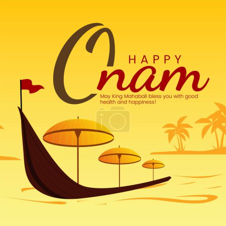Ilustración de Banner de diseño de la celebración de feliz plantilla del festival onam. - Imagen libre de derechos