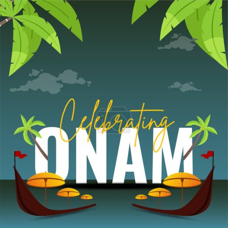 Ilustración de Banner de diseño de la celebración de feliz plantilla del festival onam. - Imagen libre de derechos