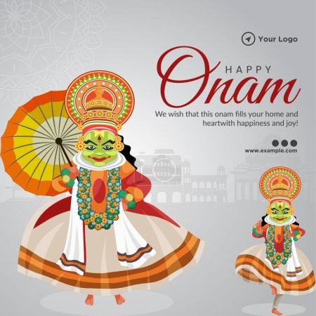 Illustration for Banner design of celebrating happy onam festival template. - Royalty Free Image