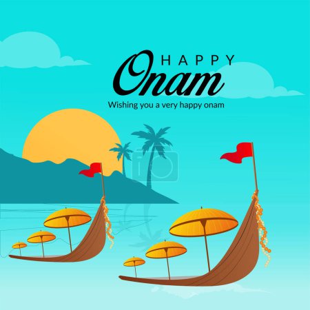Ilustración de Plantilla de diseño de banner de celebración del festival onam feliz. - Imagen libre de derechos