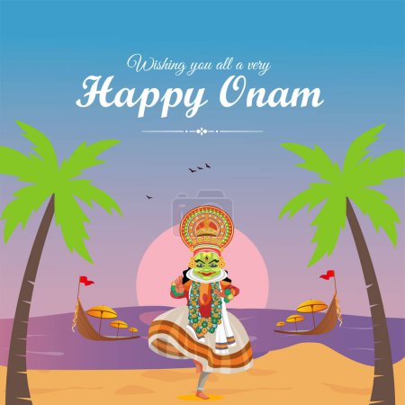Téléchargez les illustrations : Modèle de conception de bannière de célébration de festival heureux onam. - en licence libre de droit