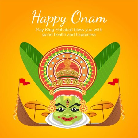 Illustration for Happy onam festival celebration banner design template. - Royalty Free Image