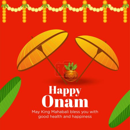 Illustration for Happy onam festival celebration banner design template. - Royalty Free Image