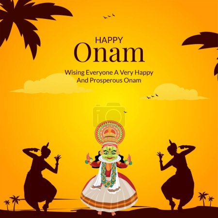 Téléchargez les illustrations : Modèle de conception de bannière de célébration de festival heureux onam. - en licence libre de droit