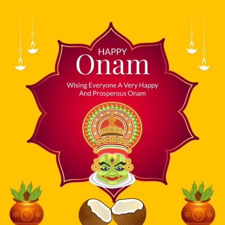 Ilustración de Plantilla de diseño de banner de celebración del festival onam feliz. - Imagen libre de derechos