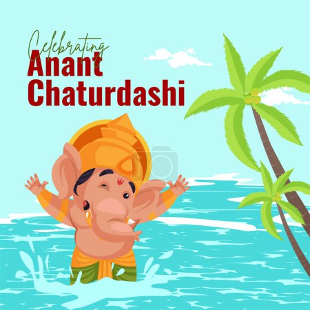 Illustration for Indian festival celebrating Anant Chaturdashi banner design template. - Royalty Free Image