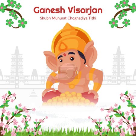 Illustration for Indian festival Ganesh Visarjan banner design template. - Royalty Free Image