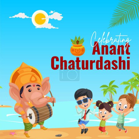 Téléchargez les illustrations : Festival indien célébrant Anant Chaturdashi modèle de conception de bannière. - en licence libre de droit