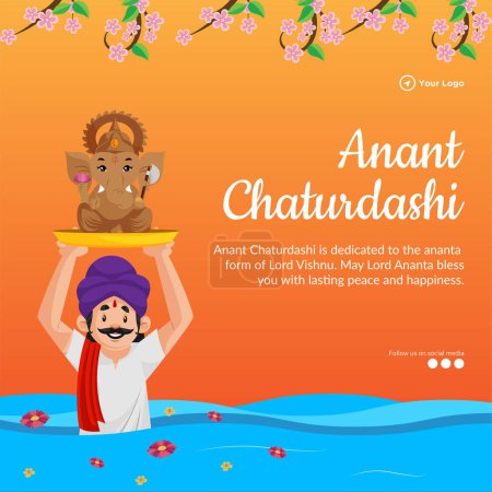 Téléchargez les illustrations : Conception de bannière de Happy Anant Chaturdashi modèle de festival indien. - en licence libre de droit