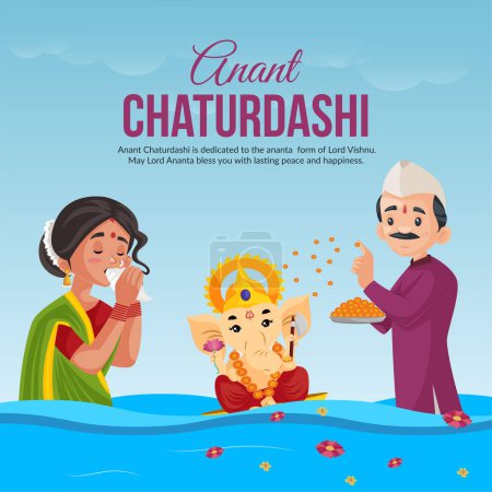 Téléchargez les illustrations : Conception de bannière de Happy Anant Chaturdashi modèle de festival indien. - en licence libre de droit