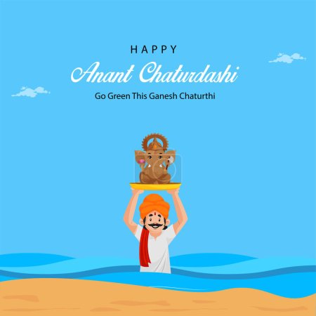 Illustration for Banner design of Happy Anant Chaturdashi Indian festival template. - Royalty Free Image