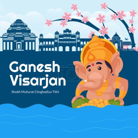 Téléchargez les illustrations : Modèle de conception de bannière Ganesh Visarjan festival indien. - en licence libre de droit