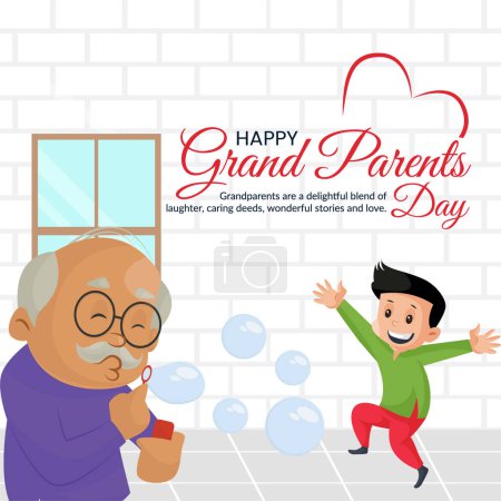 Ilustración de Hermoso diseño de la plantilla de banner de día de abuelos felices. - Imagen libre de derechos