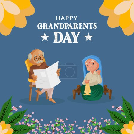 Téléchargez les illustrations : Belle conception de heureux grand-parents jour modèle de bannière. - en licence libre de droit