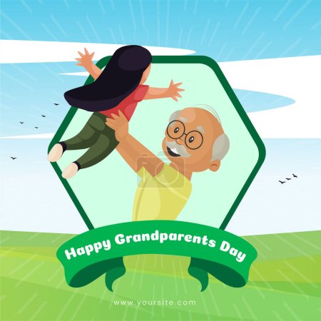 Hermoso diseño de la plantilla de banner de día de abuelos felices. 