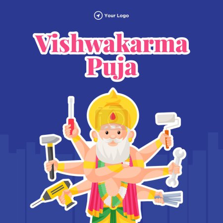 Ilustración de Dios hindú vishwakarma un arquitecto e ingeniero divino del diseño de la bandera del universo. - Imagen libre de derechos