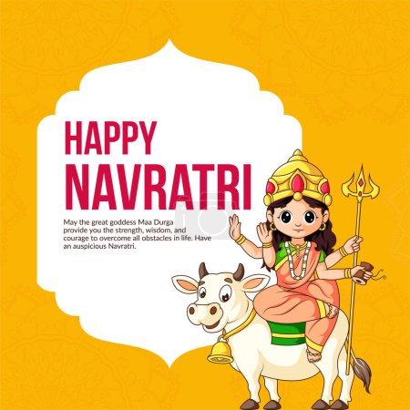 Illustration for Happy Navratri beautiful Indian Hindu festival banner design. - Royalty Free Image