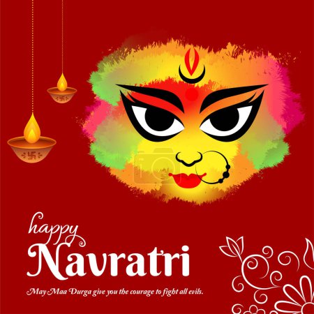 Illustration for Happy navratri beautiful Indian Hindu festival banner design. - Royalty Free Image