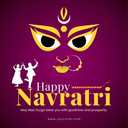 Téléchargez les illustrations : Belle fête hindoue indienne heureuse conception de bannière Navratri. - en licence libre de droit