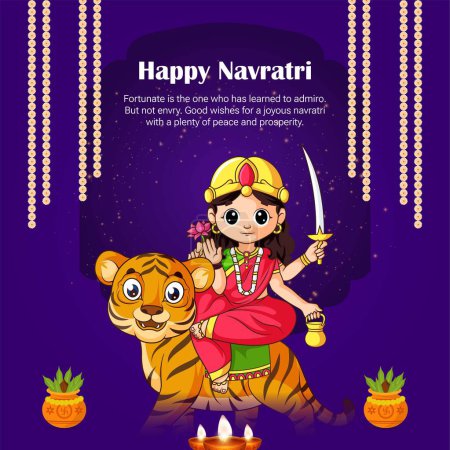Illustration for Beautiful Indian Hindu festival happy Navratri banner design. - Royalty Free Image