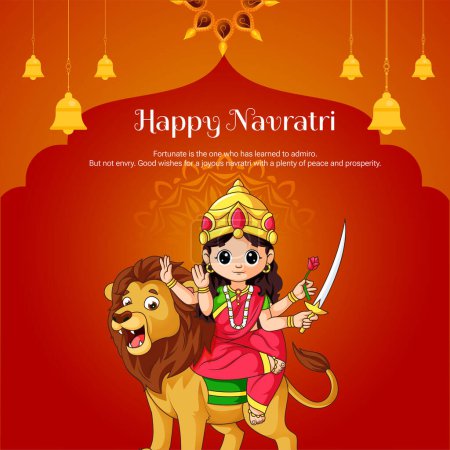 Illustration for Beautiful Indian Hindu festival happy Navratri banner design. - Royalty Free Image