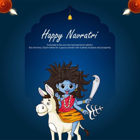 Ilustración de Hermoso festival hindú indio feliz diseño de banner Navratri. - Imagen libre de derechos