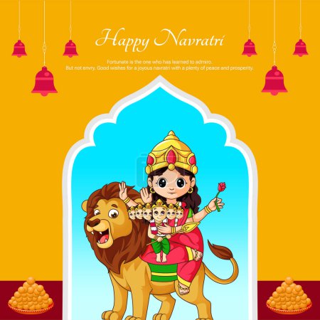 Ilustración de Hermoso festival hindú indio feliz diseño de banner Navratri. - Imagen libre de derechos