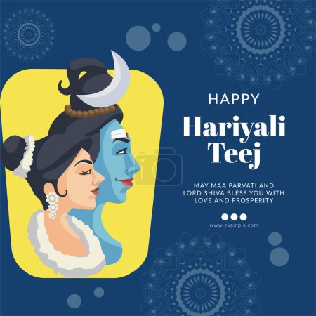 Feliz hariyali teej indio festival de dibujos animados plantilla de estilo.
